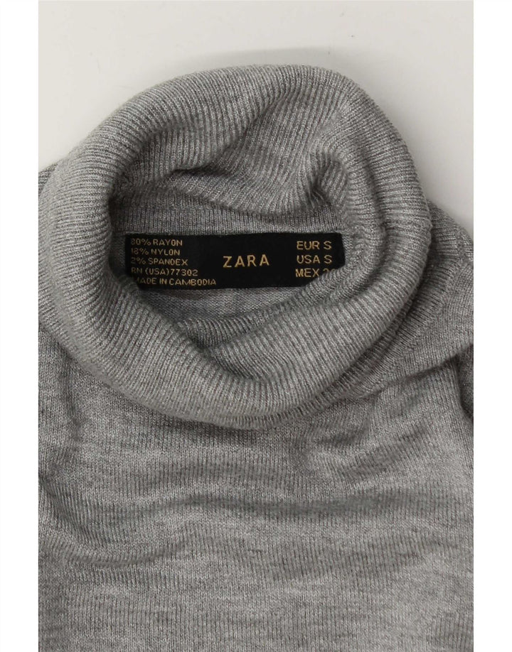 Zara Damen-Pullover mit Rollkragen, Gr. 10, Größe S, grau, Viskose