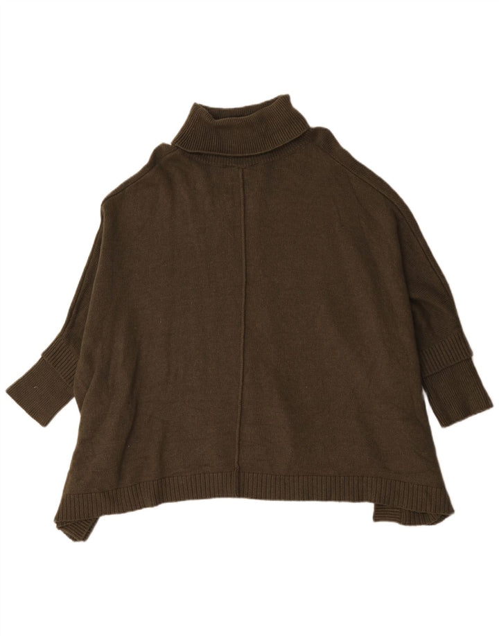 Joules Damen-Ponchopullover mit Rollkragen, übergroß, UK 14, mittlere Khaki-Viskose