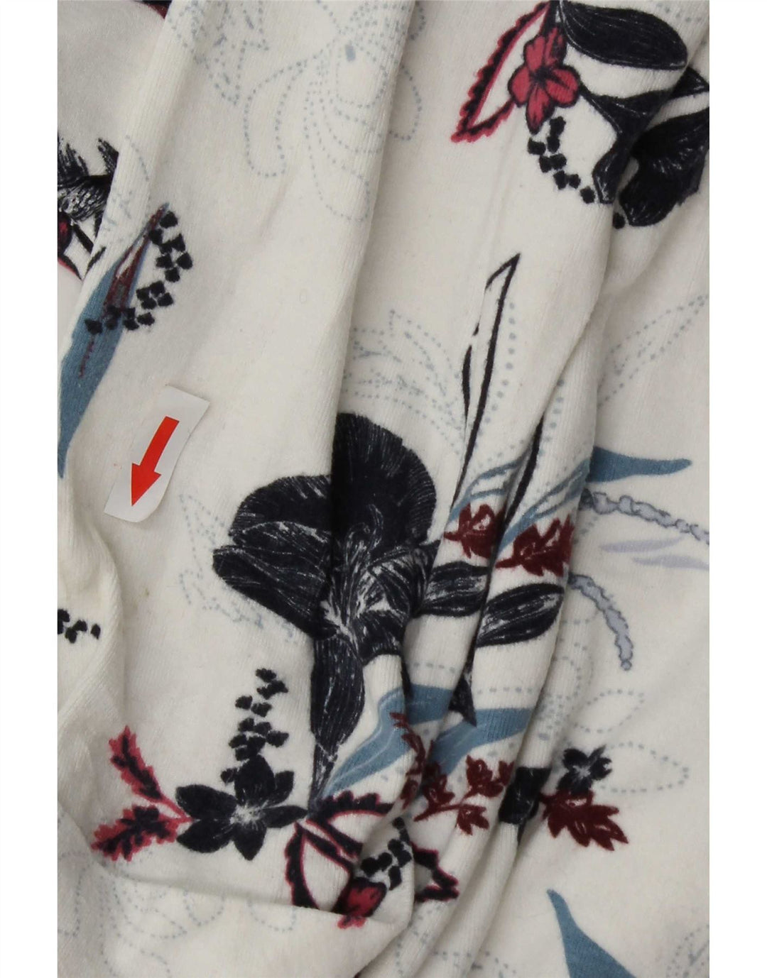Marks & Spencer Damen Top Langarm UK 12 Mittelweiße Viskose mit Blumenmuster