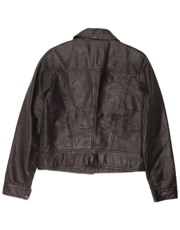 Trafaluc Damen Biker-Lederjacke UK 10 Small Schwarzes Leder