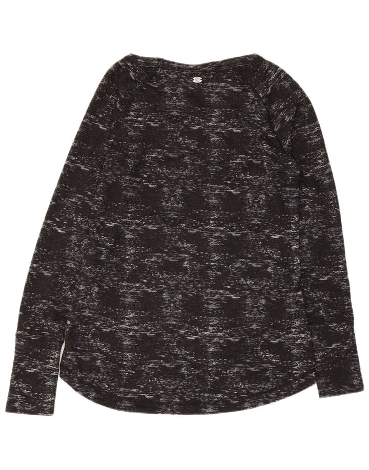 ATHLETA Womens Top Long Sleeve UK 6 XS Black Flecked Polyester