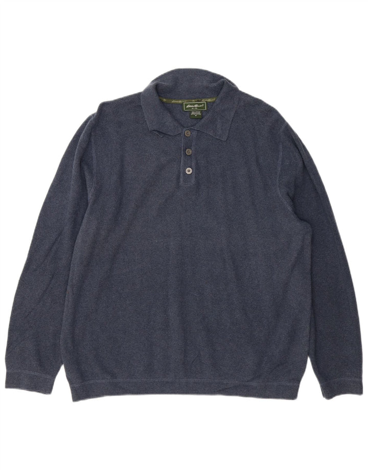 EDDIE BAUER Herren-Pullover mit Polokragen, mittelmarineblaue Baumwolle