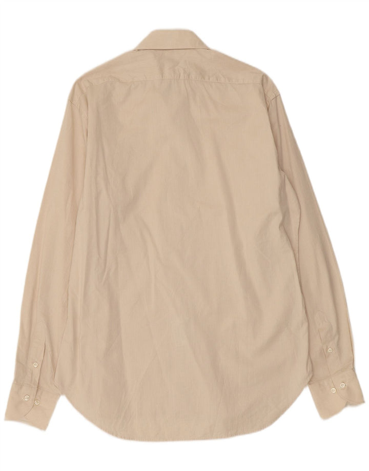 ZARA Herrenhemd, Größe 42, groß, beige Nadelstreifen-Baumwolle