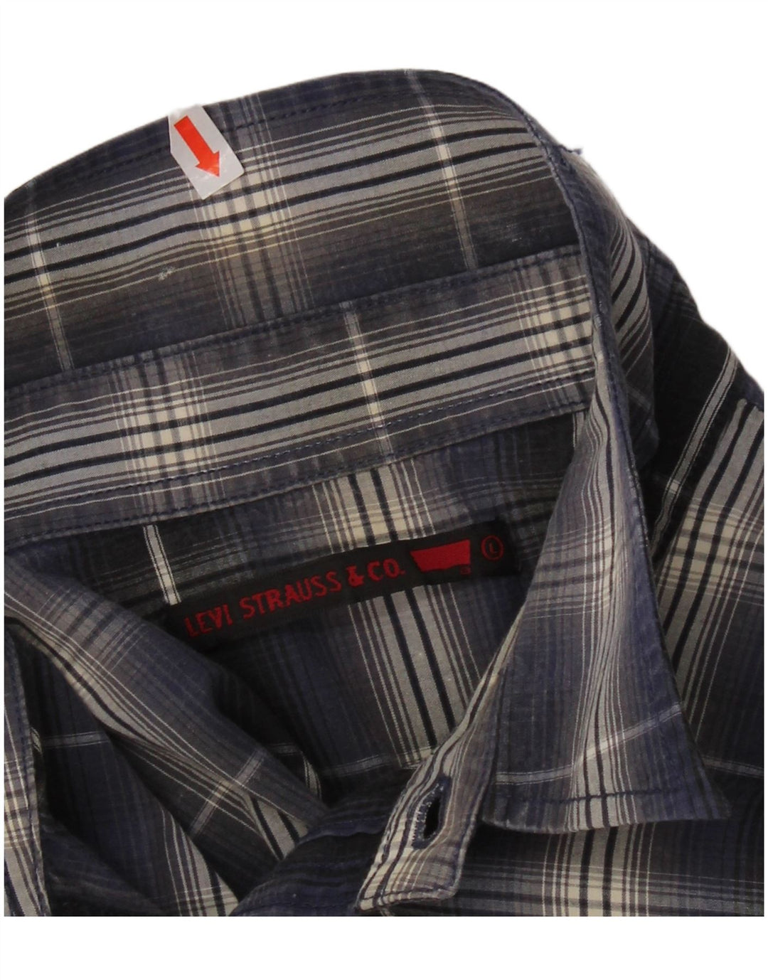 LEVI'S Mens Shirt Large Navy Blue Check Cotton