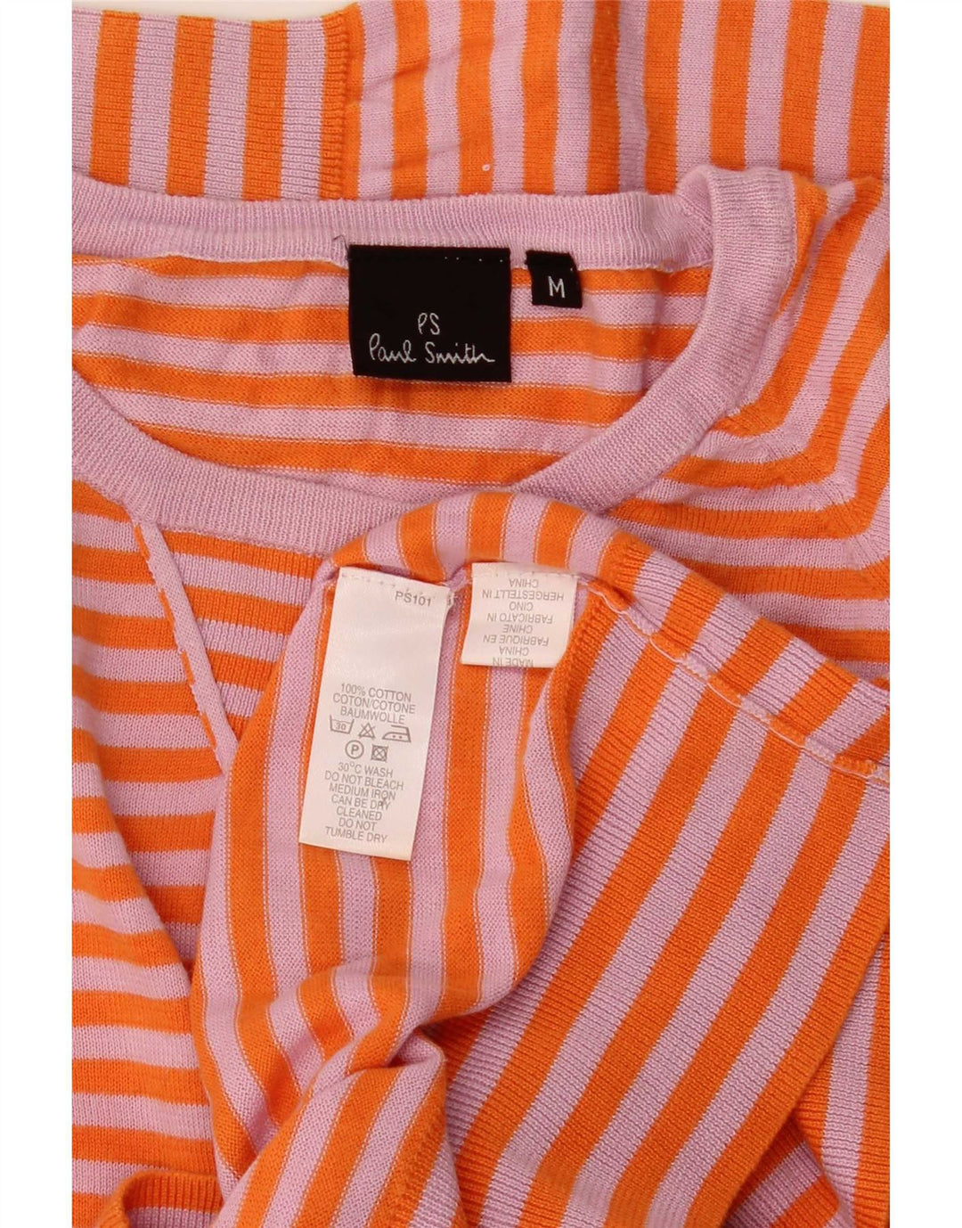 Paul Smith Damen-Pullover mit U-Boot-Ausschnitt, UK 14, mittelorange gestreift
