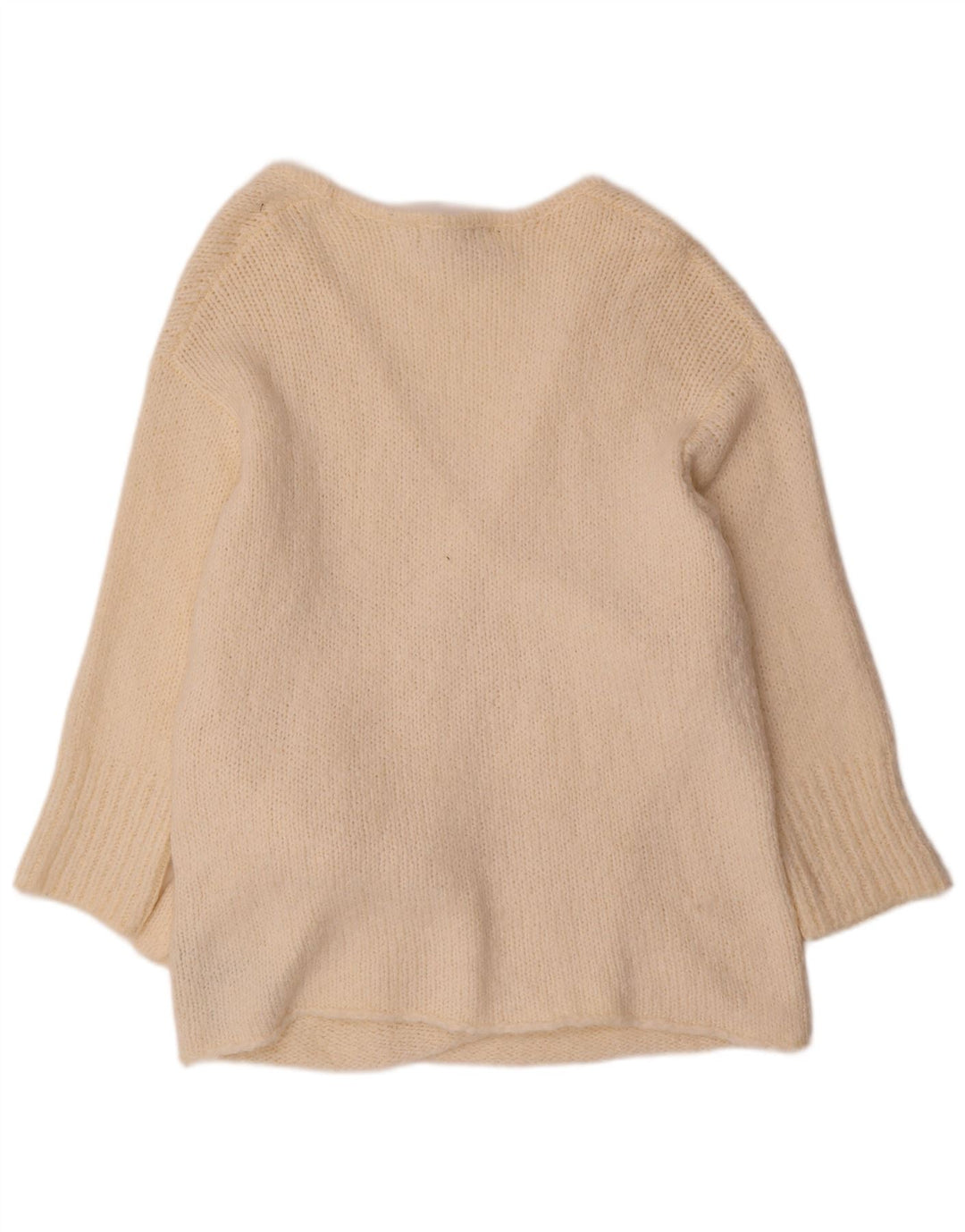 Zara Damen-Strickjacke in Wickeloptik, übergroß, Gr. 10, Größe S, Off-White-Acryl