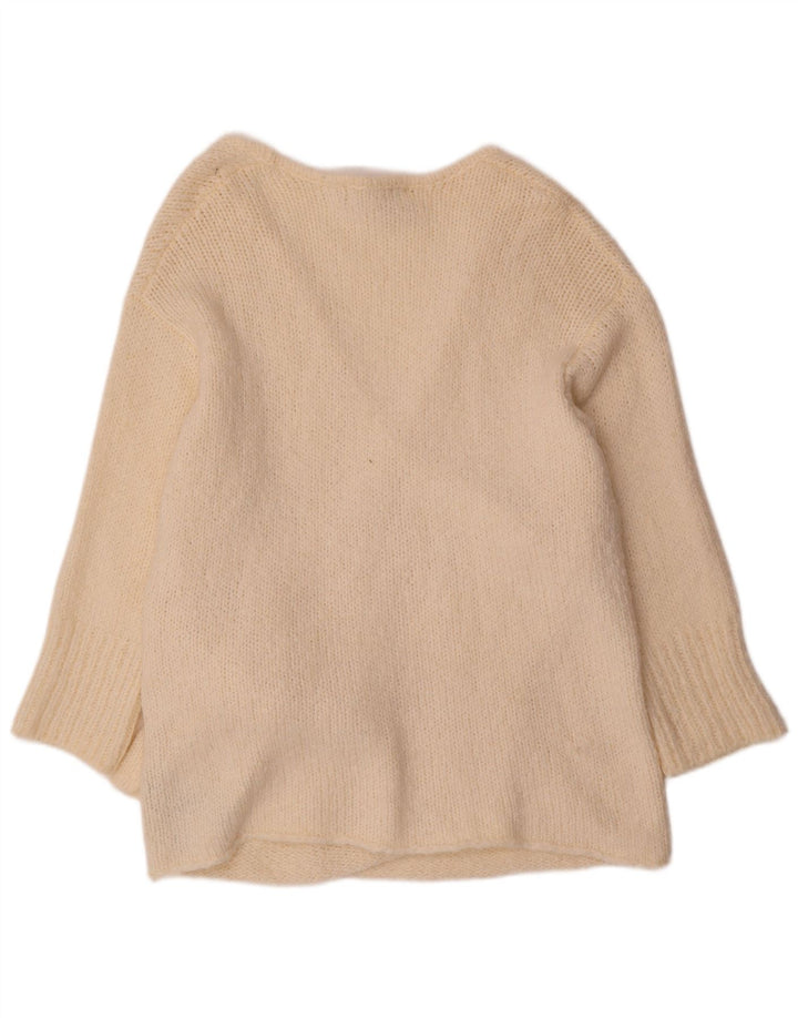 Zara Damen-Strickjacke in Wickeloptik, übergroß, Gr. 10, Größe S, Off-White-Acryl