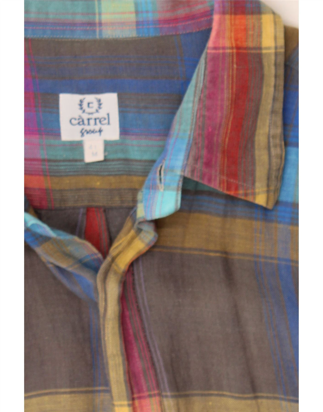 CARREL Mens Short Sleeve Shirt Size 41 Medium Multicoloured Check Cotton Vintage Carrel and Second-Hand Carrel from Messina Hembry 