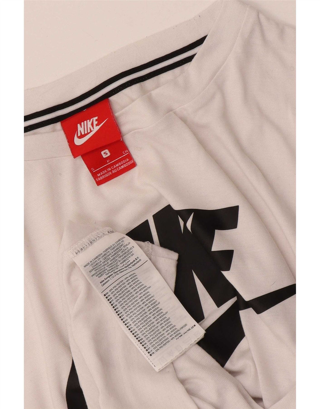Nike Damen-T-Shirt mit Grafik, UK 10, Größe S, Weiß, Polyester