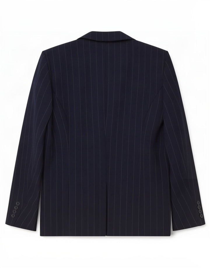 Bhs Zweireihiger Blazer für Damen, Gr. 44, Marineblau, Nadelstreifen