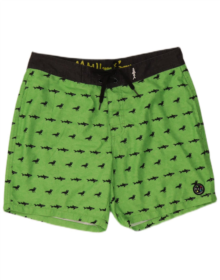 MAUI AND SONS Herren-Badeshorts mit Grafik, mittelgrüne Baumwolle