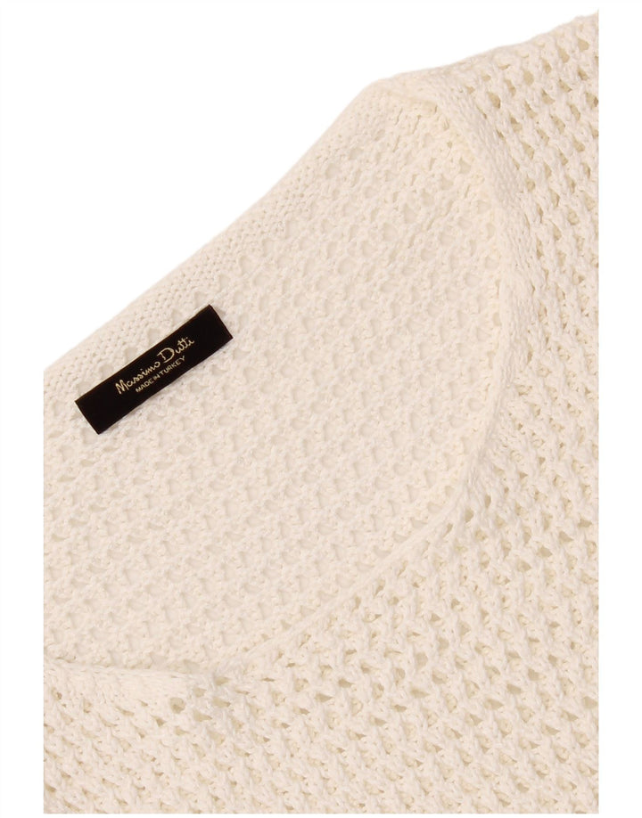 Massimo Dutti Damen Crop Crochet Bluse Top UK 12 Mittelweiß