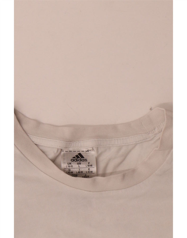 Adidas Damen Top Langarm UK 16/18 Große weiße Baumwolle