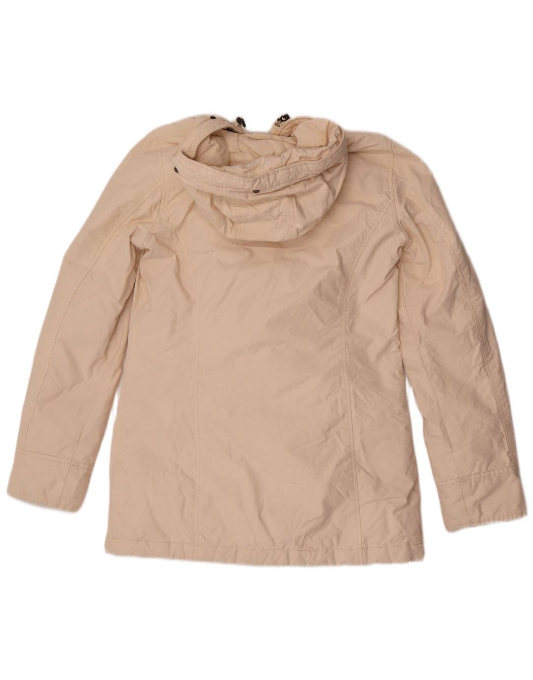 Woolrich Wattierte Damenjacke mit Kapuze, UK 10, Größe S, cremefarbene Baumwolle