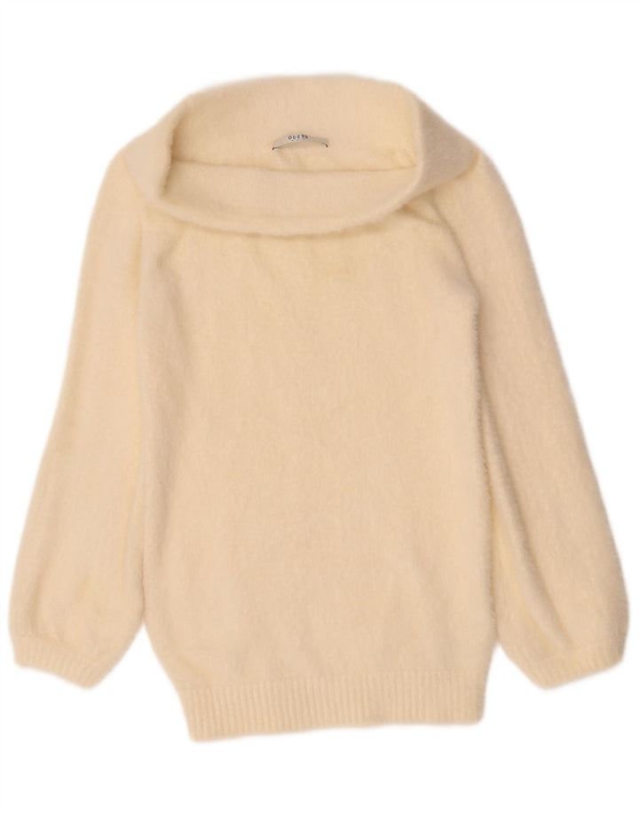 Guess Damen-Pullover mit Rollkragen, übergroß, Gr. 4, XS, gebrochenes Weiß, Polyamid
