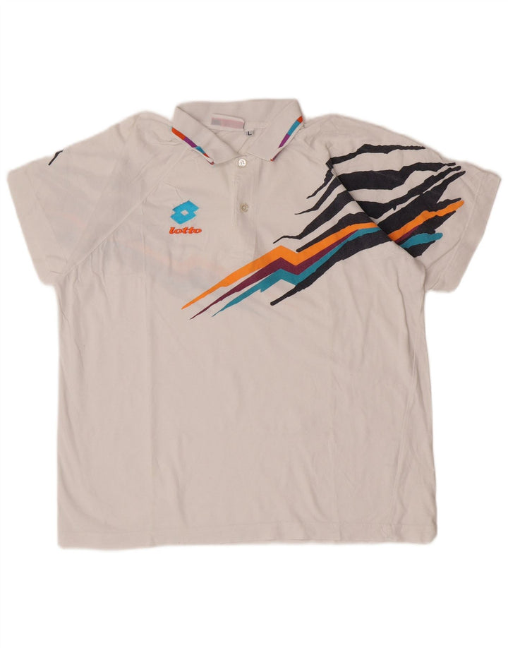 Lotto Herren-Poloshirt mit Grafik, groß, aus weißer Baumwolle