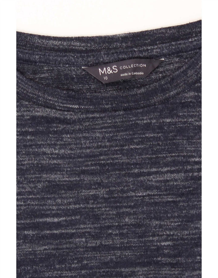 Marks & Spencer Damen Top Langarm UK 10 Small Marineblau meliert