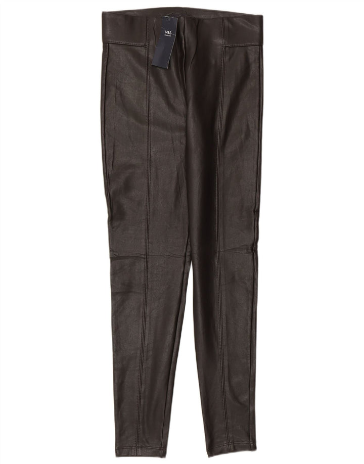 Marks & Spencer Damen-Leggings aus Kunstleder, UK 8, Größe S, braun, Polyester