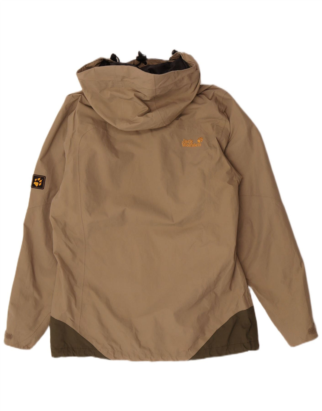 Jack Wolfskin Damen-Regenjacke mit Kapuze, UK 12/14, Mittelbeige, Farbblock