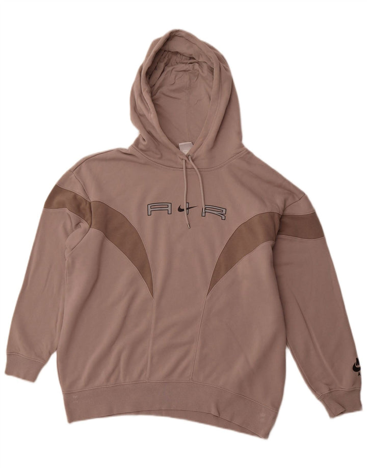 NIKE Herren-Kapuzenpullover mit lockerer Passform und Grafik, klein, braun, Farbblock-Baumwolle