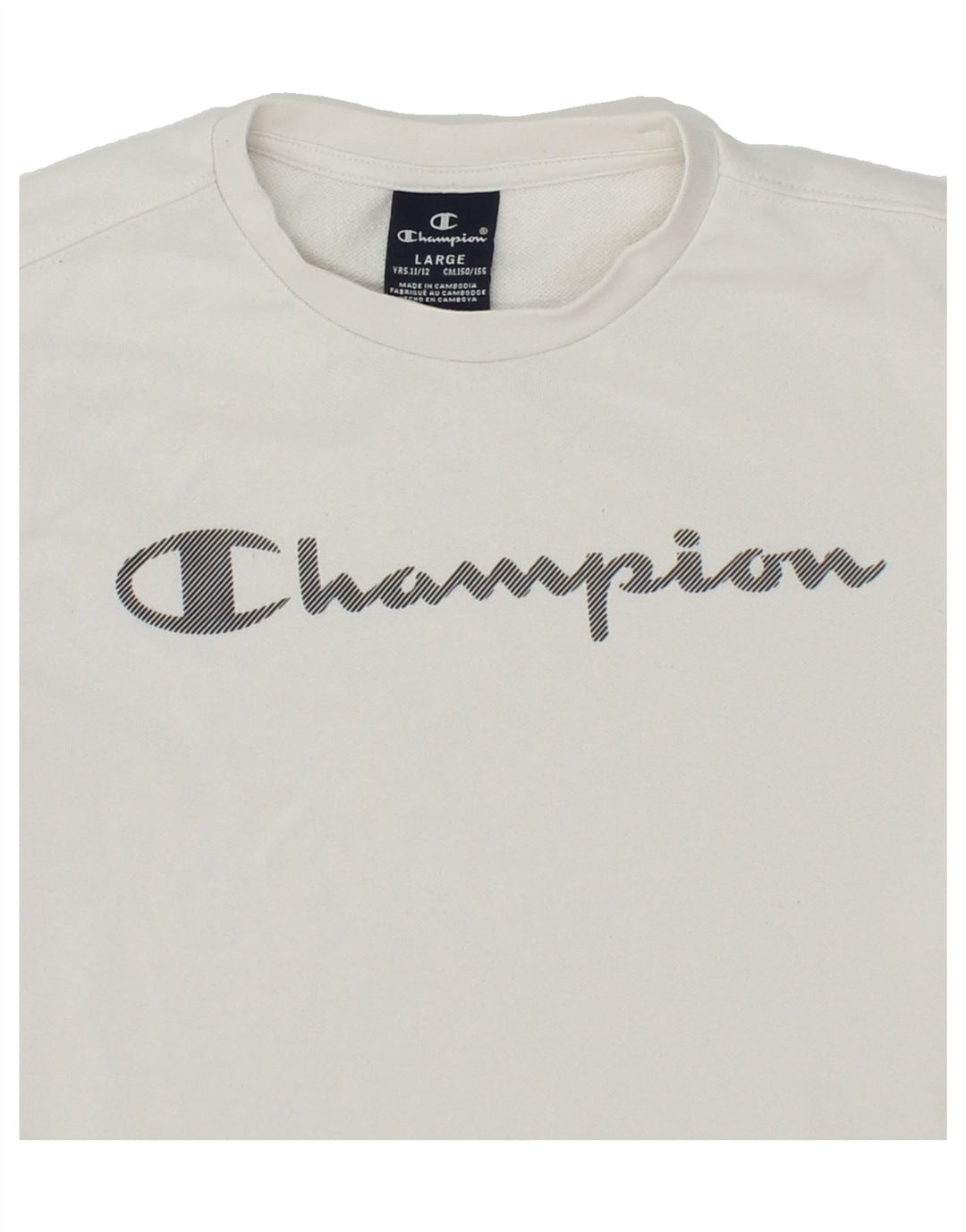 CHAMPION Boys Graphic Sweatshirt Jumper 11-12 Years Large  White Vintage Champion and Second-Hand Champion from Messina Hembry 