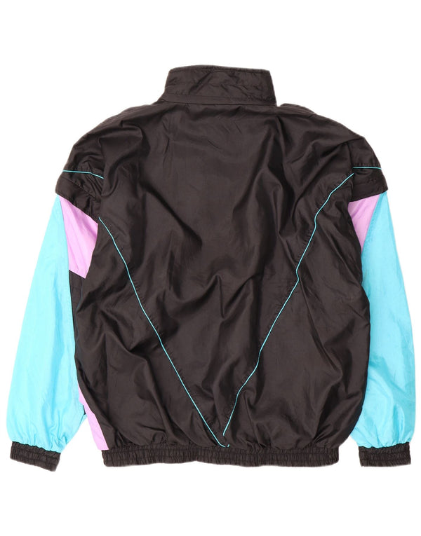 Vintage Herren-Trainingsanzug-Top-Jacke XL, mehrfarbiges Colourblock-Polyamid