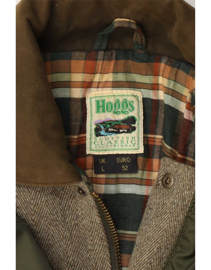 Hoggs Herren-Utility-Jacke UK 40 Large Grey Chevron Wool Classic