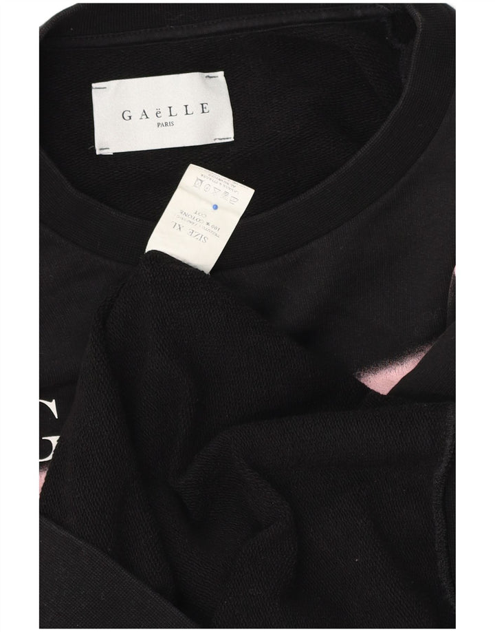 GAELLE Grafischer Herren-Sweatshirt-Pullover XL aus schwarzer Baumwolle