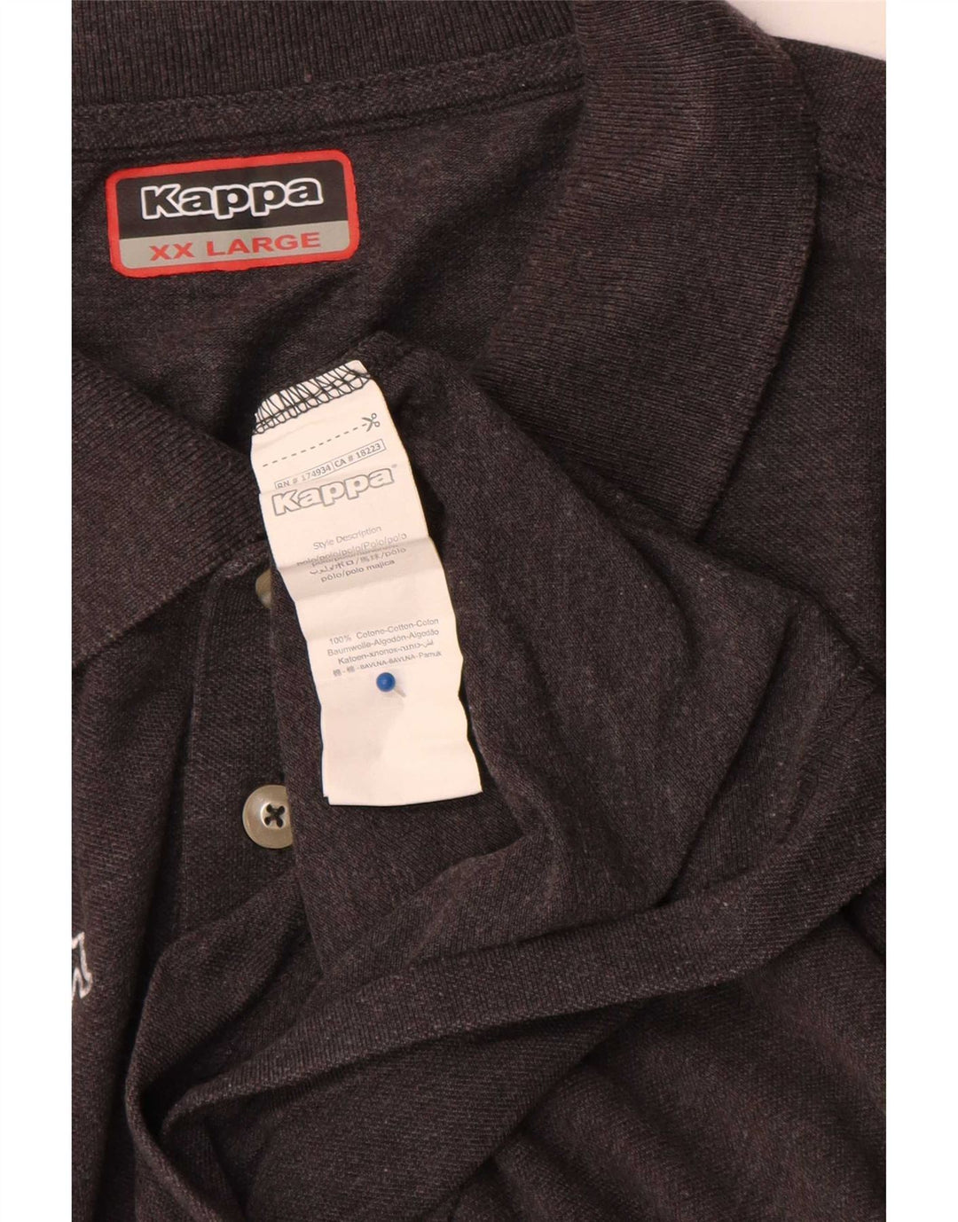 Kappa Herren Poloshirt 2XL Grau Baumwolle