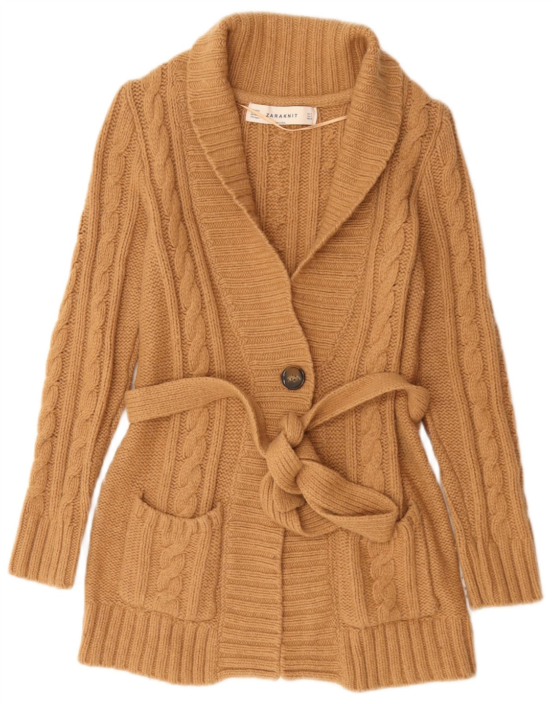 Zara Damen-Cardigan-Pullover UK 10 Kleines braunes Nylon