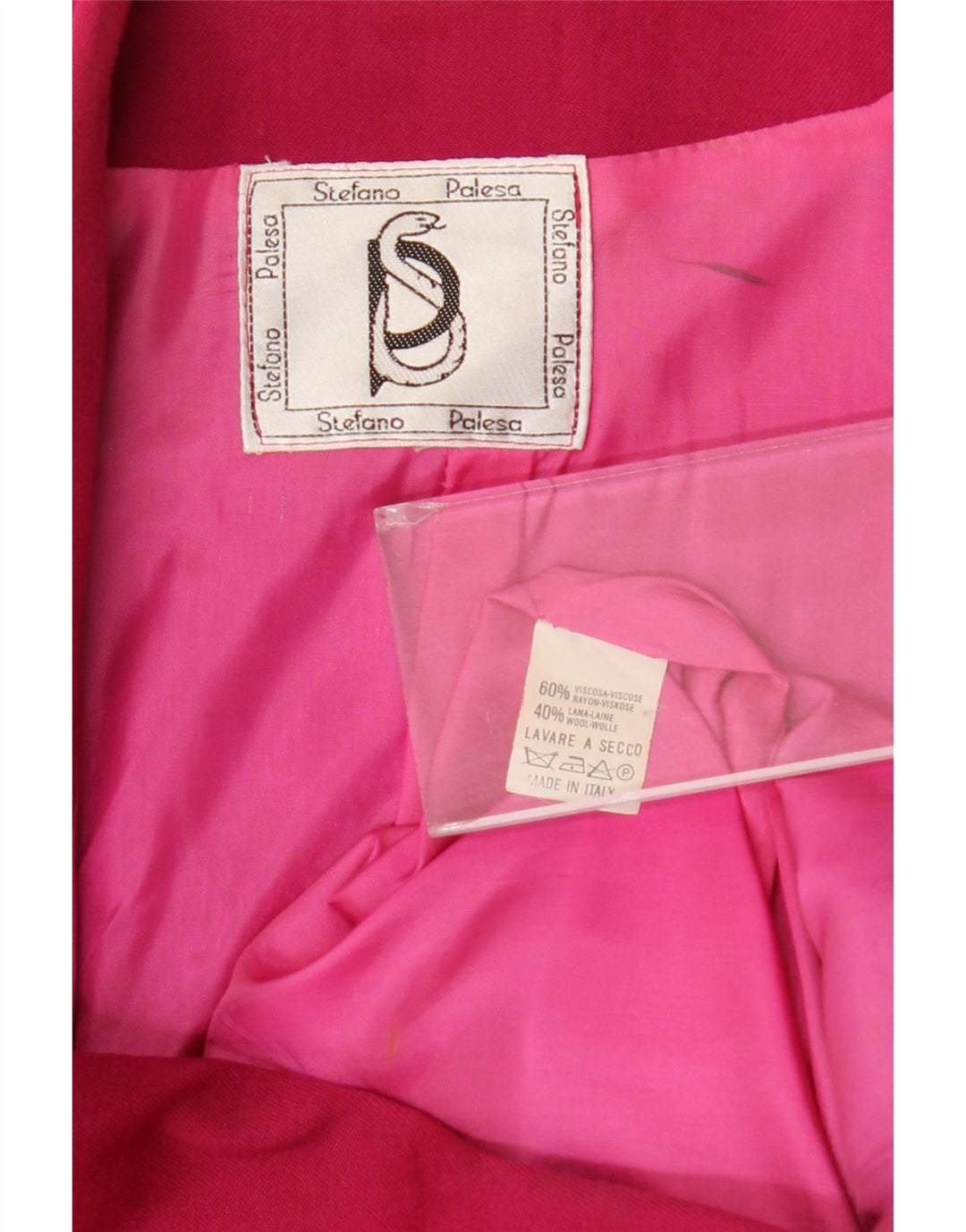 Vintage Damen Zweireihige Blazerjacke UK 14 Mittelrosa Viskose