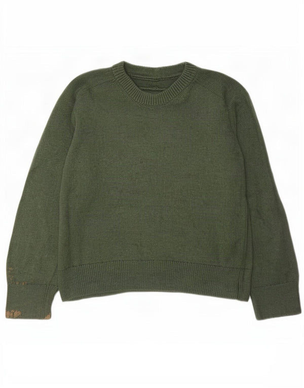Abercrombie & Fitch Herren-Pullover mit Rundhalsausschnitt, Größe S, grüne Baumwolle