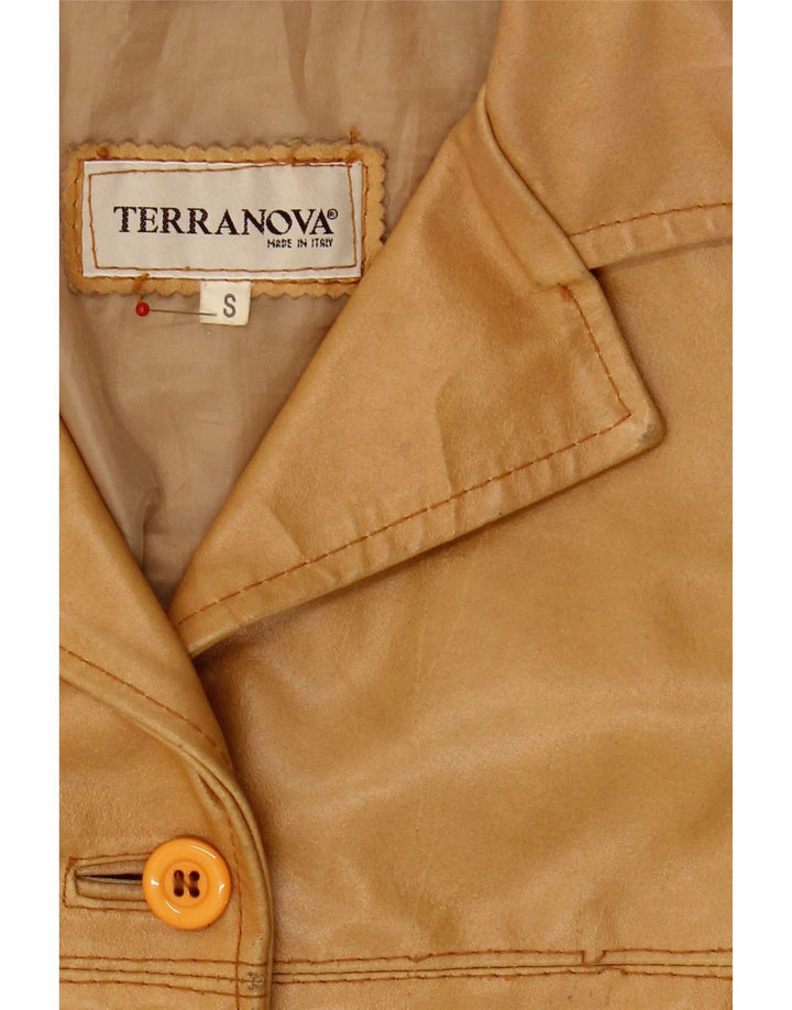 Terranova Damen-Blazerjacke aus Leder mit 4 Knöpfen, Gr. 10, Größe S, Beige