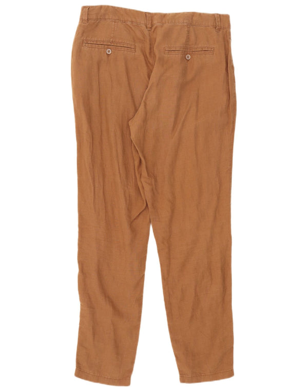 Marks & Spencer Womens Slim Chino Trousers UK 12 Medium W34 L29 Beige Linen