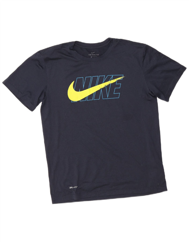 Nike Herren Dri Fit Grafik-T-Shirt-Oberteil Mittelmarineblaues Polyester