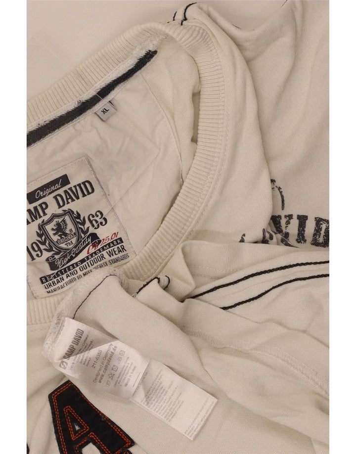 Camp David Herren Graphic Top Langarm XL Weiße Baumwolle