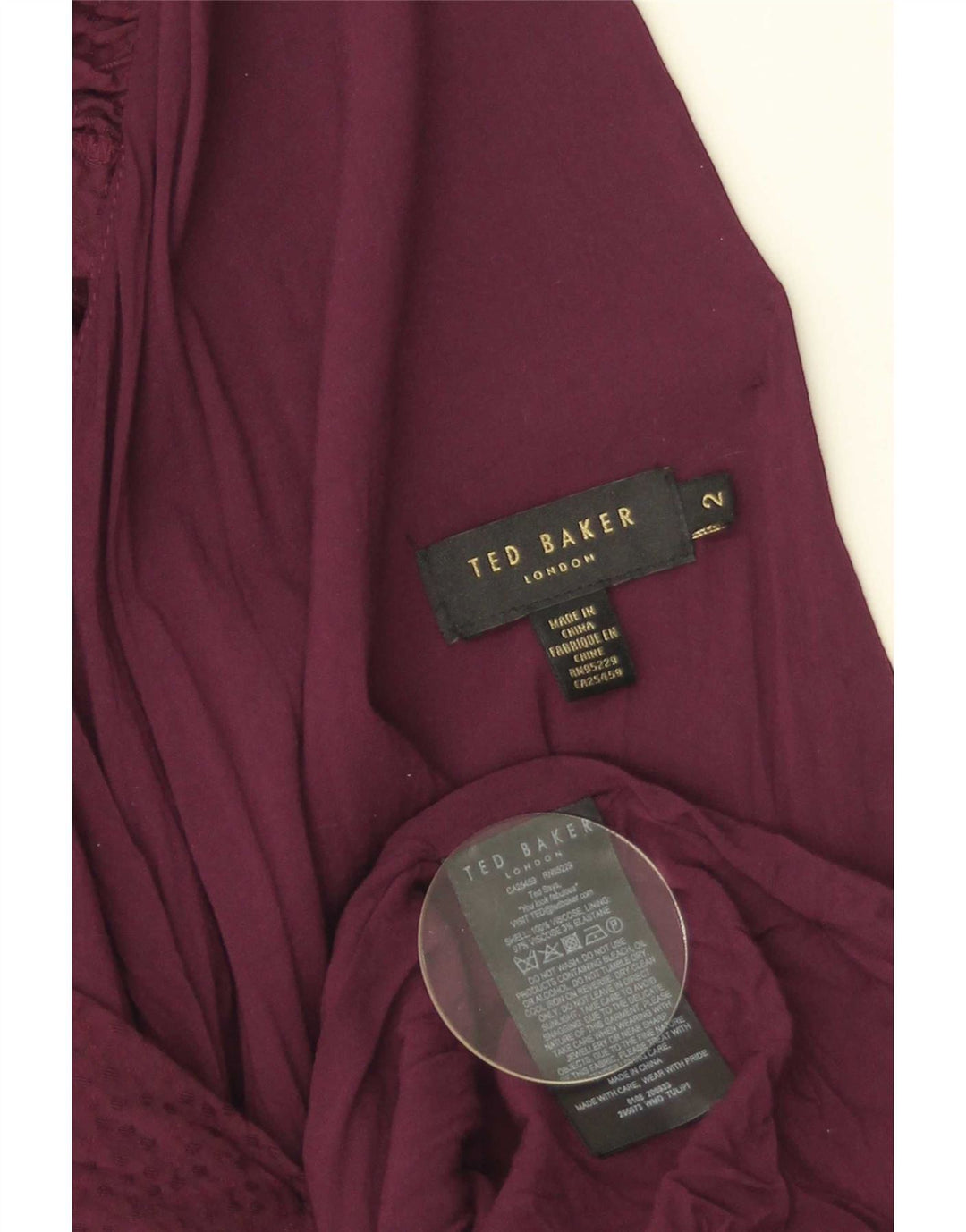 Ted Baker Damen-Maxikleid, Größe 2, klein, bordeauxrote Viskose