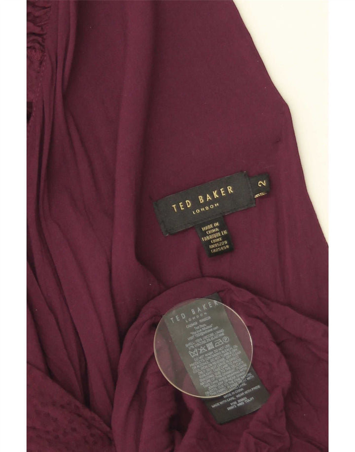 Ted Baker Damen-Maxikleid, Größe 2, klein, bordeauxrote Viskose