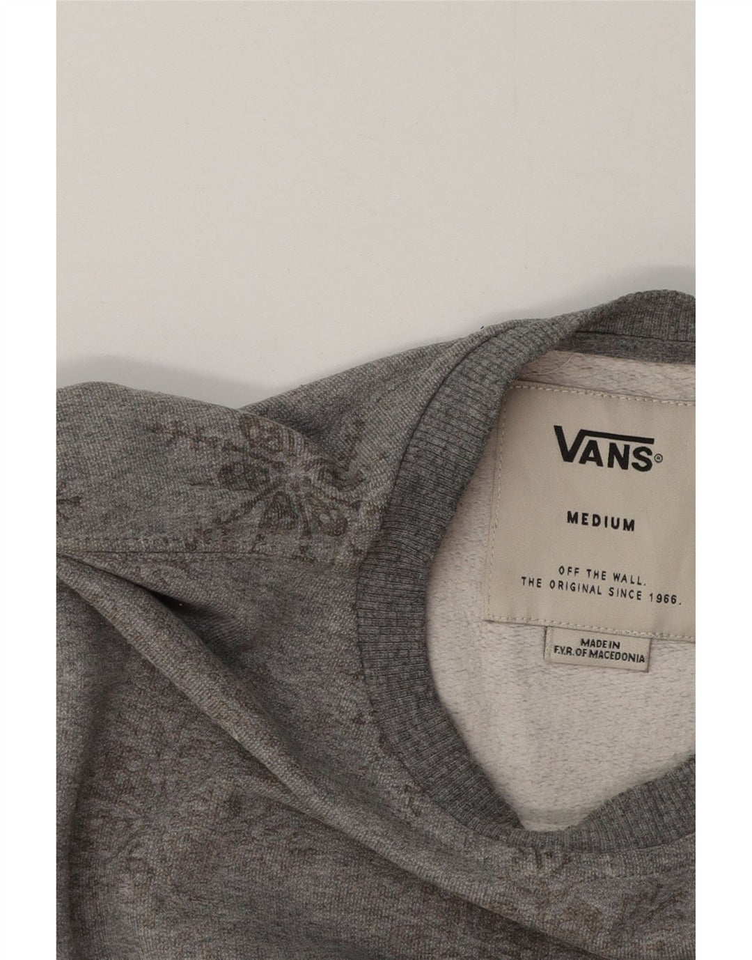Vans Herren-Sweatshirt-Pullover aus mittelgrauer Baumwolle mit Blumenmuster