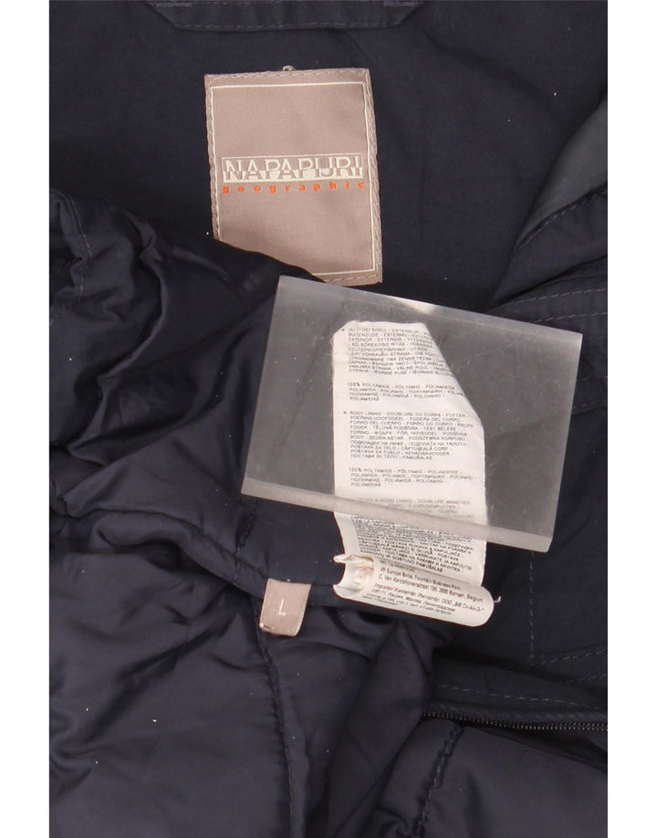 Napapijri Herren-Anorakjacke mit Kapuze und Grafik, UK 40, Größe L, Marineblau, Polyamid