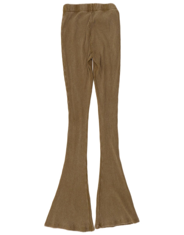 Zara Damen Flare Freizeithose Medium W28 L33 Khaki Baumwolle