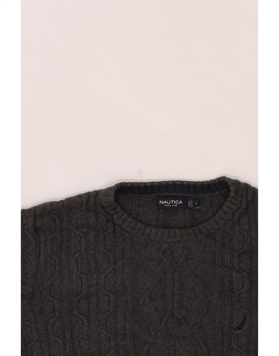 NAUTICA Mens Crew Neck Jumper Sweater Large Grey Cotton Vintage Nautica and Second-Hand Nautica from Messina Hembry 
