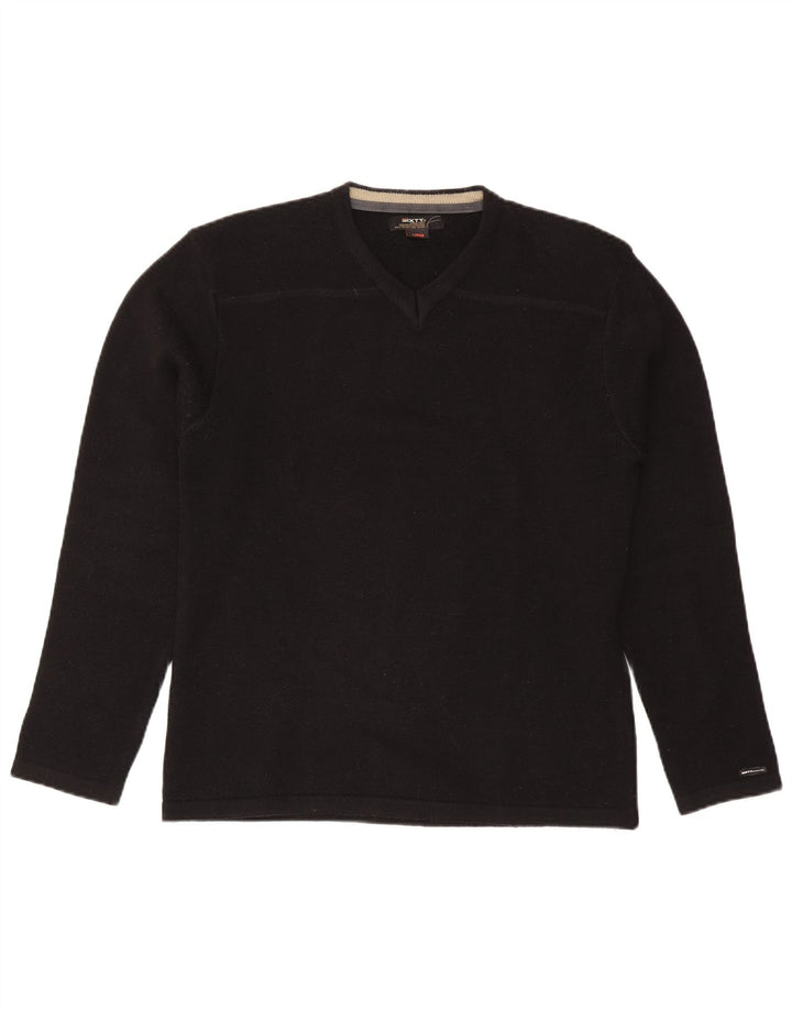 Sixty Herren-Pullover mit V-Ausschnitt, groß, aus schwarzem Acryl