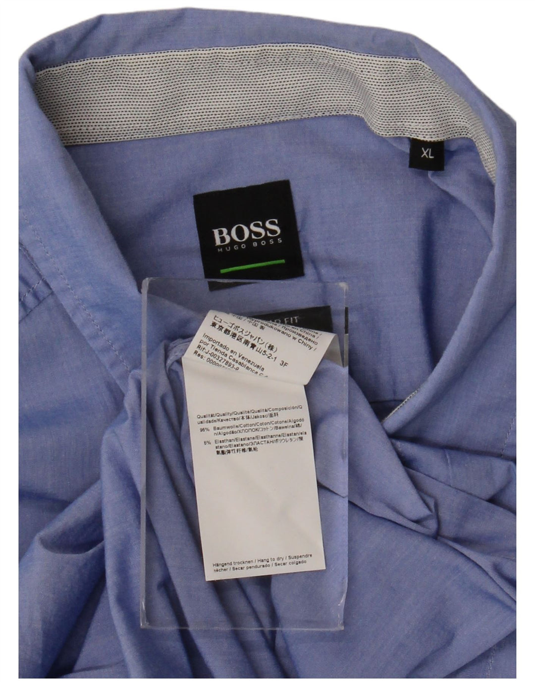 Hugo Boss Herren-Hemd mit normaler Passform, XL, blaue Baumwolle