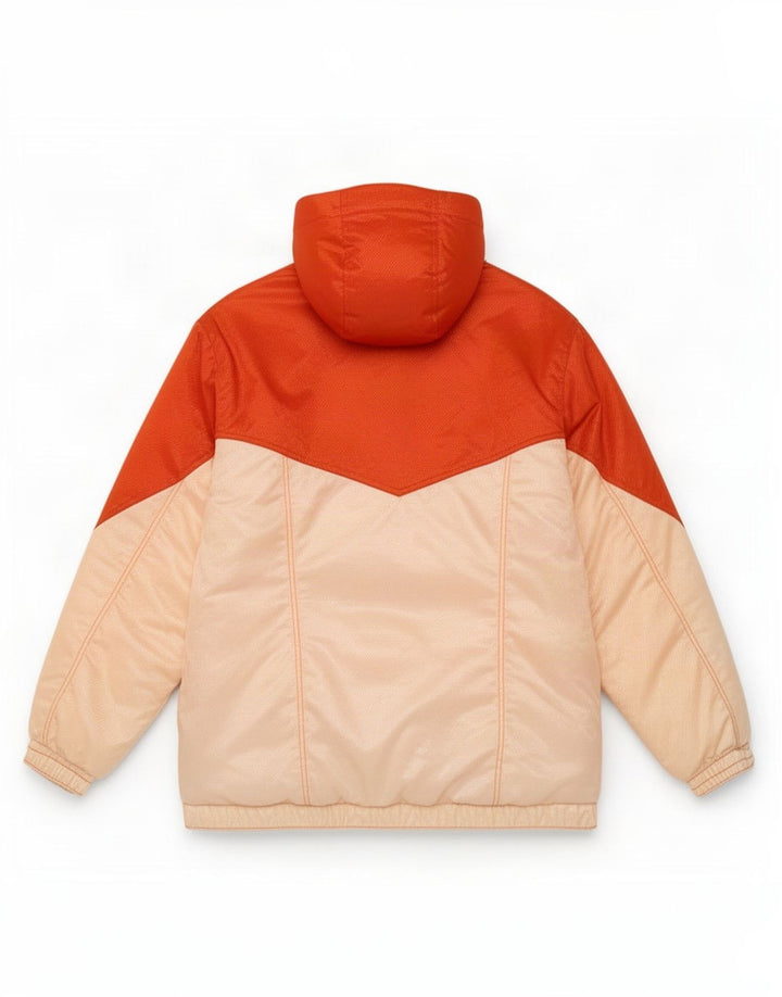 Vintage Herren Skijacke mit Kapuze UK 40 Large Orange Colourblock