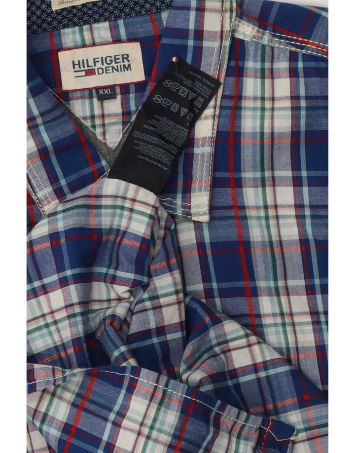 Tommy Hilfiger Herrenhemd 2XL blau kariert Baumwolle
