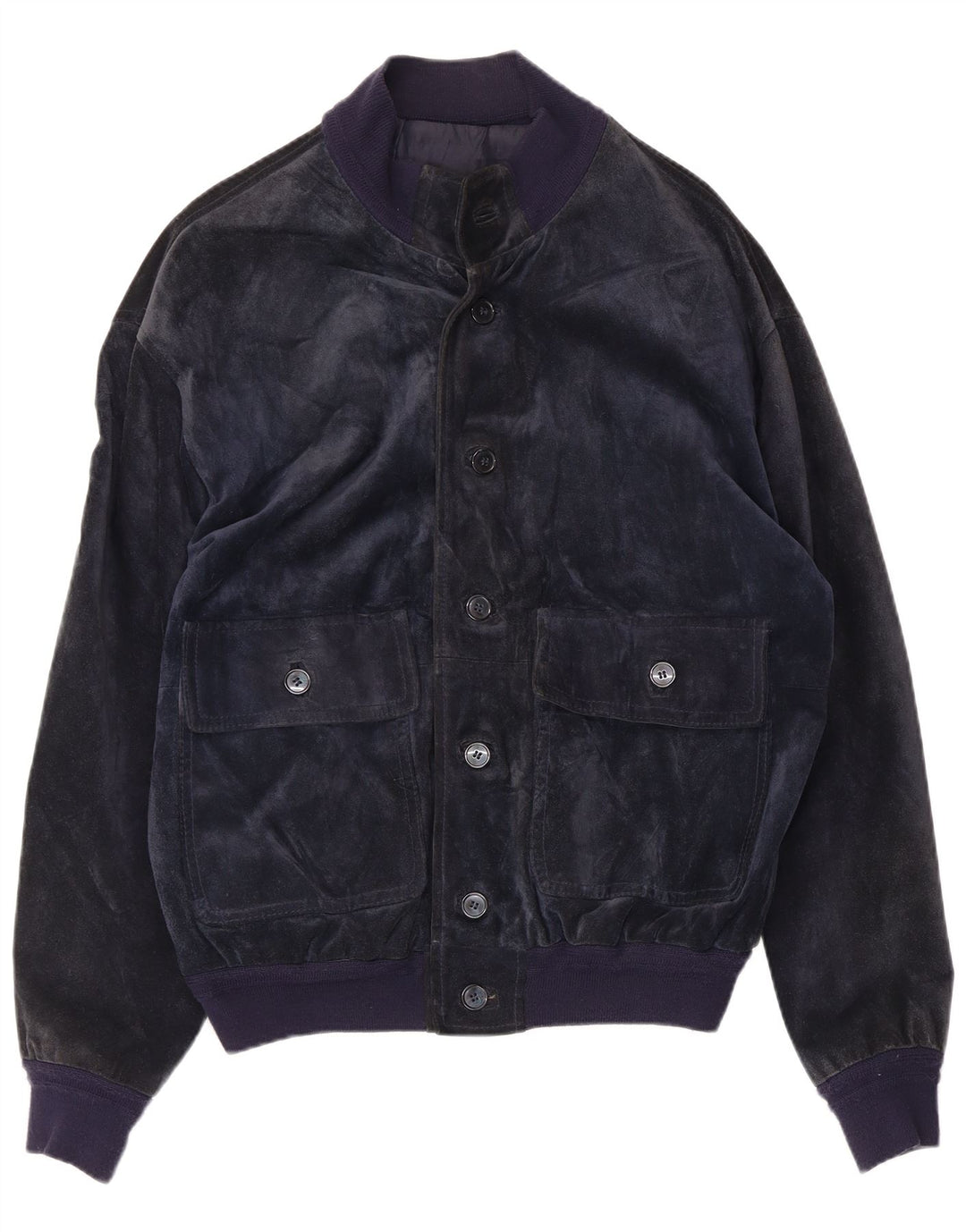 Bayside Herren Wildleder Bomberjacke UK 40 Großes marineblaues Leder