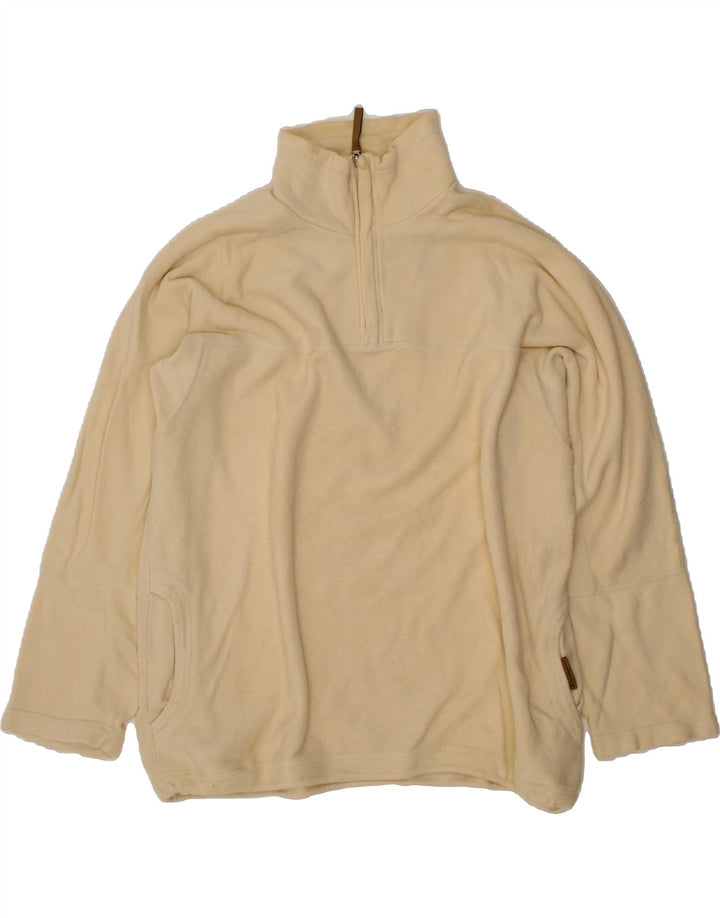 CHAMPION Mens Zip Neck Fleece Jumper Large Off White Cotton Vintage Champion and Second-Hand Champion from Messina Hembry 