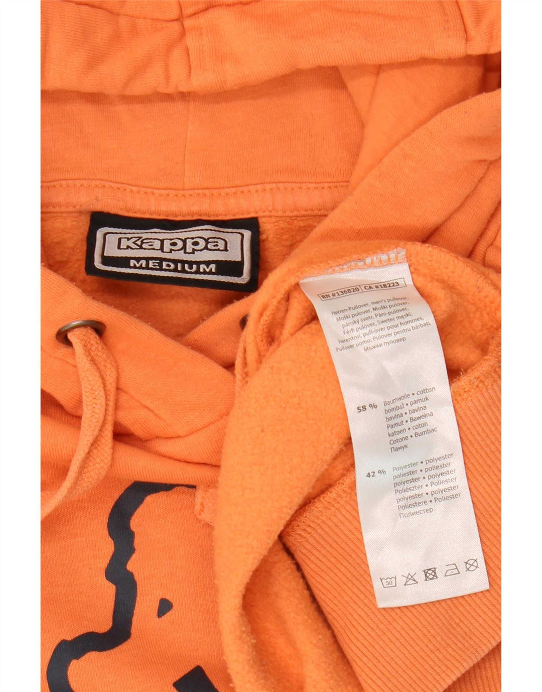 Kappa Herren Graphic Hoodie Pullover Mittelorange Baumwolle
