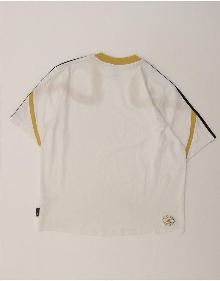 Adidas Herren Climalite T-Shirt Top Large Weiß Colourblock Polyester